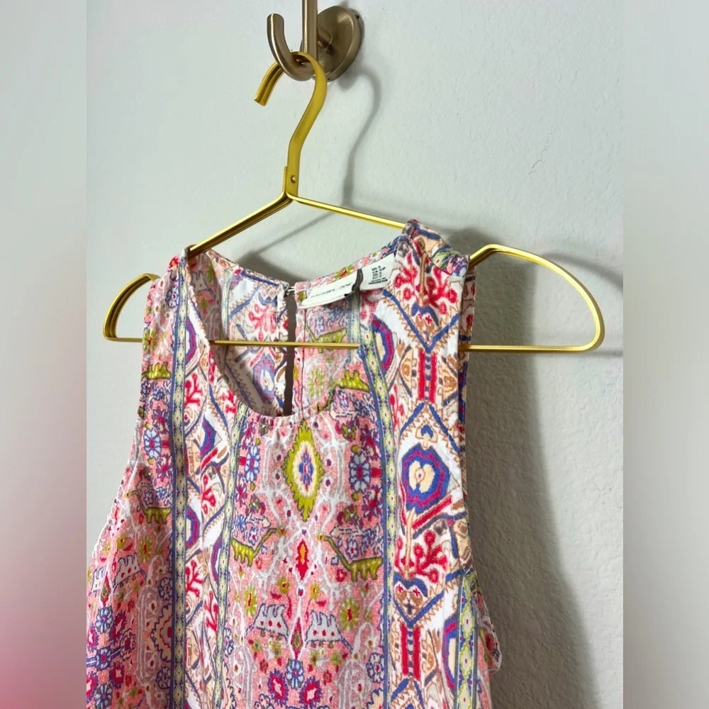 EUC Rachel Zoe Multicolor Aztec Print Sleeveless Linen Dress Size Small